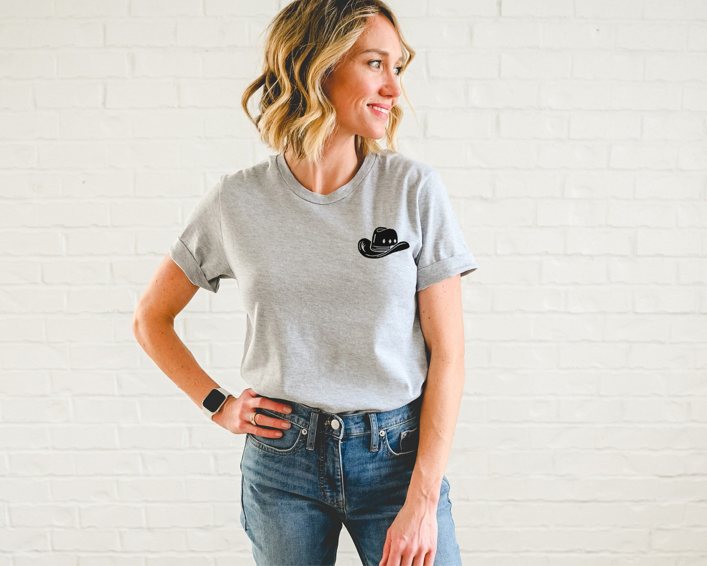 Cowboy hat t-shirt, UNISEX western theme hand printed tshirt, block print cowgirl tee, country linocut illustration, ethical spring fashion