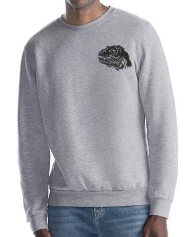 Sweat-shirt unisexe en bambou dinosaure, design imprimé bloc t-rex, pull à col rond en polaire biologique au charbon de bois, mode éthique, pull dino doux