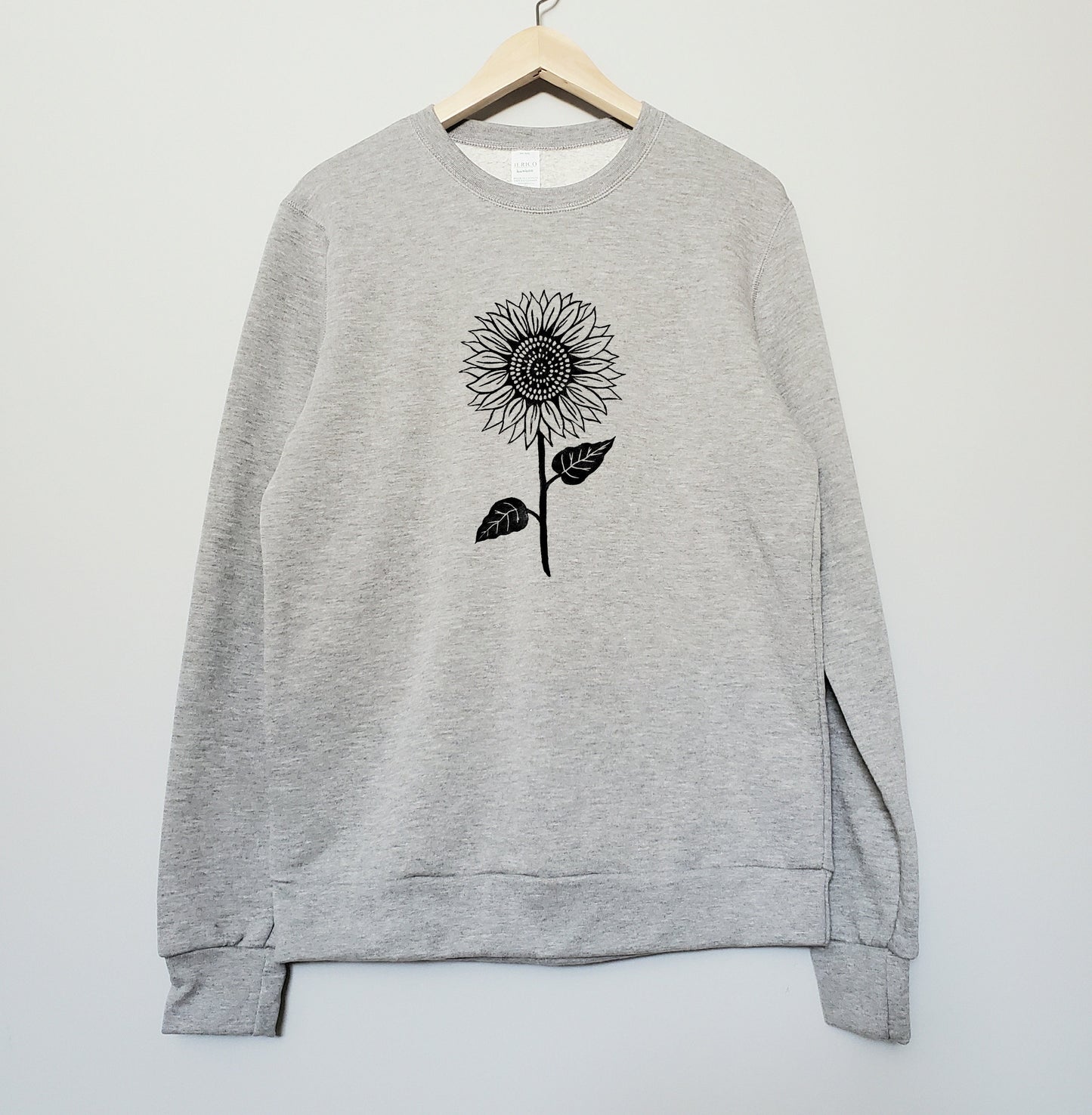 Sweat-shirt tournesol, col d’équipage UNISEX en bambou, imprimé botanique floral, pull en coton biologique naturel, fleur imprimée en bloc, mode éthique