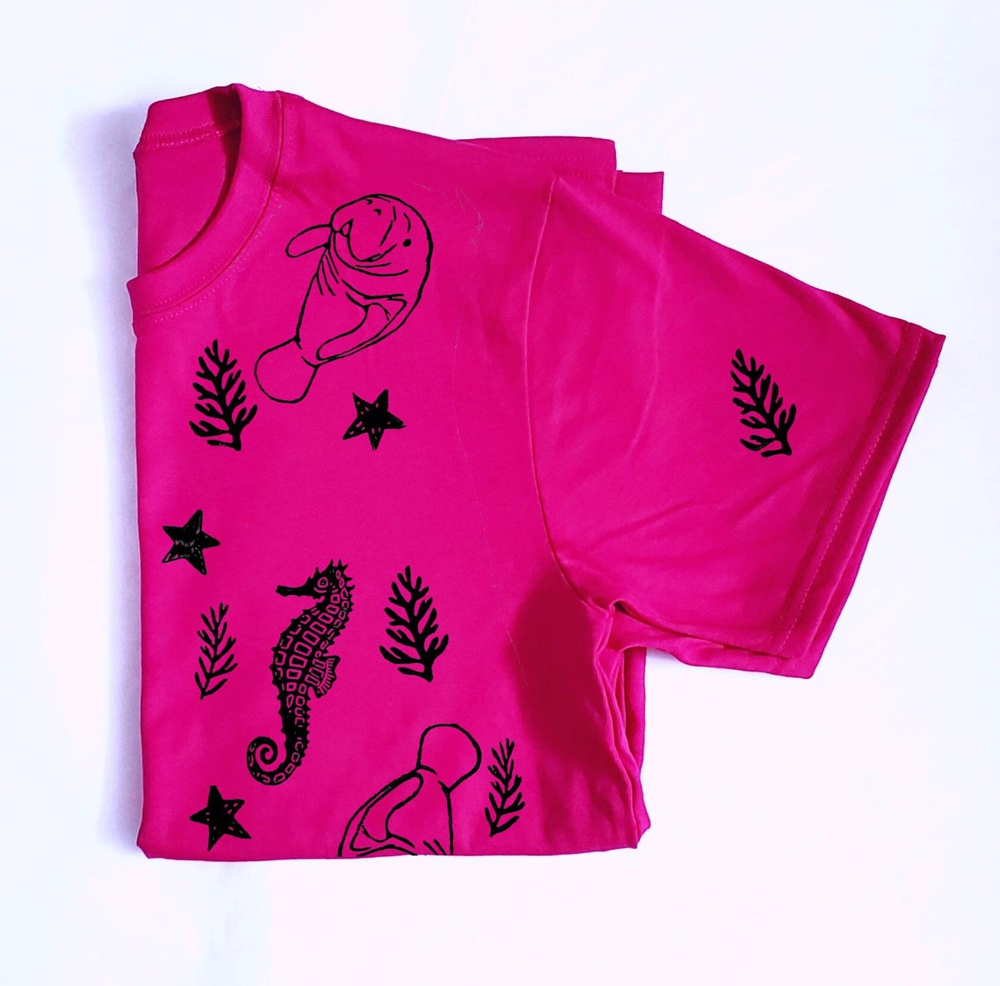 All over sea creature print t-shirt, hand printed unisex tee, block print ethical fashion