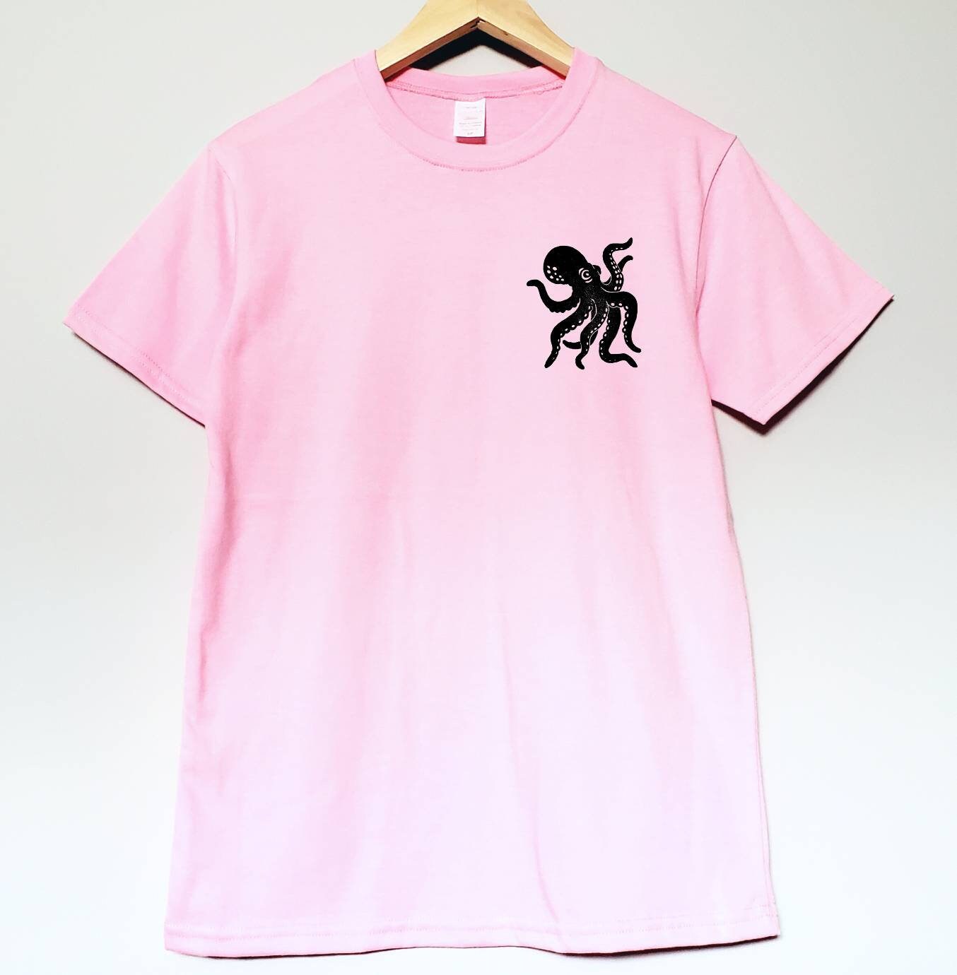 Octopus t-shirt, hand printed unisex sea lover tee, minimalist sea creature shirt, unique block print soft tshirt, ethical fashion