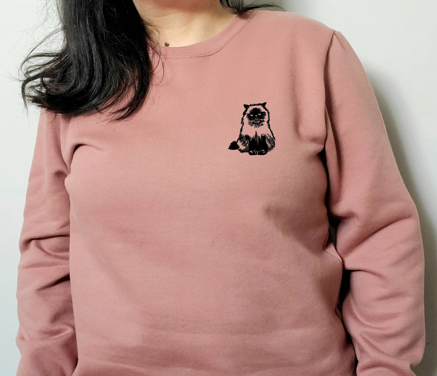 Sweat-shirt pour chat, pull imprimé à la main unisexe, chaton mignon, cadeau amoureux des chats, imprimé chat himalayen, tabby, chat noir, mode éthique