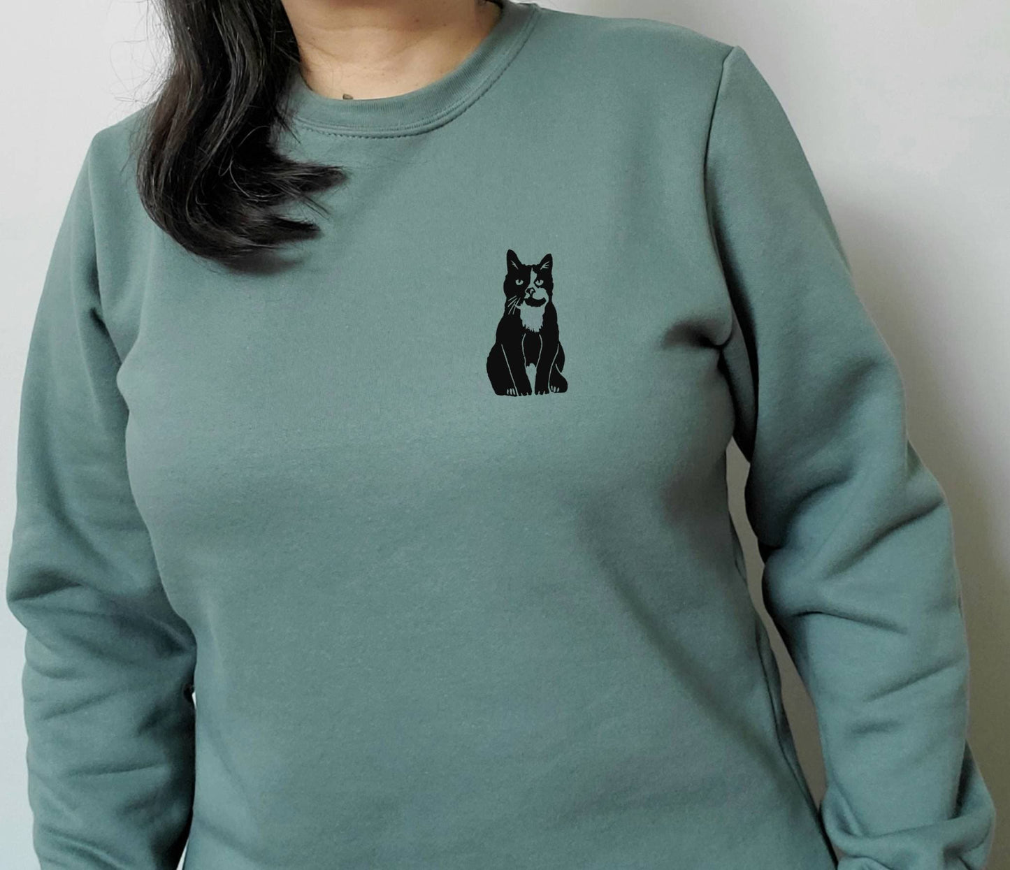 Sweat-shirt pour chat, pull imprimé à la main unisexe, chaton mignon, cadeau amoureux des chats, imprimé chat himalayen, tabby, chat noir, mode éthique