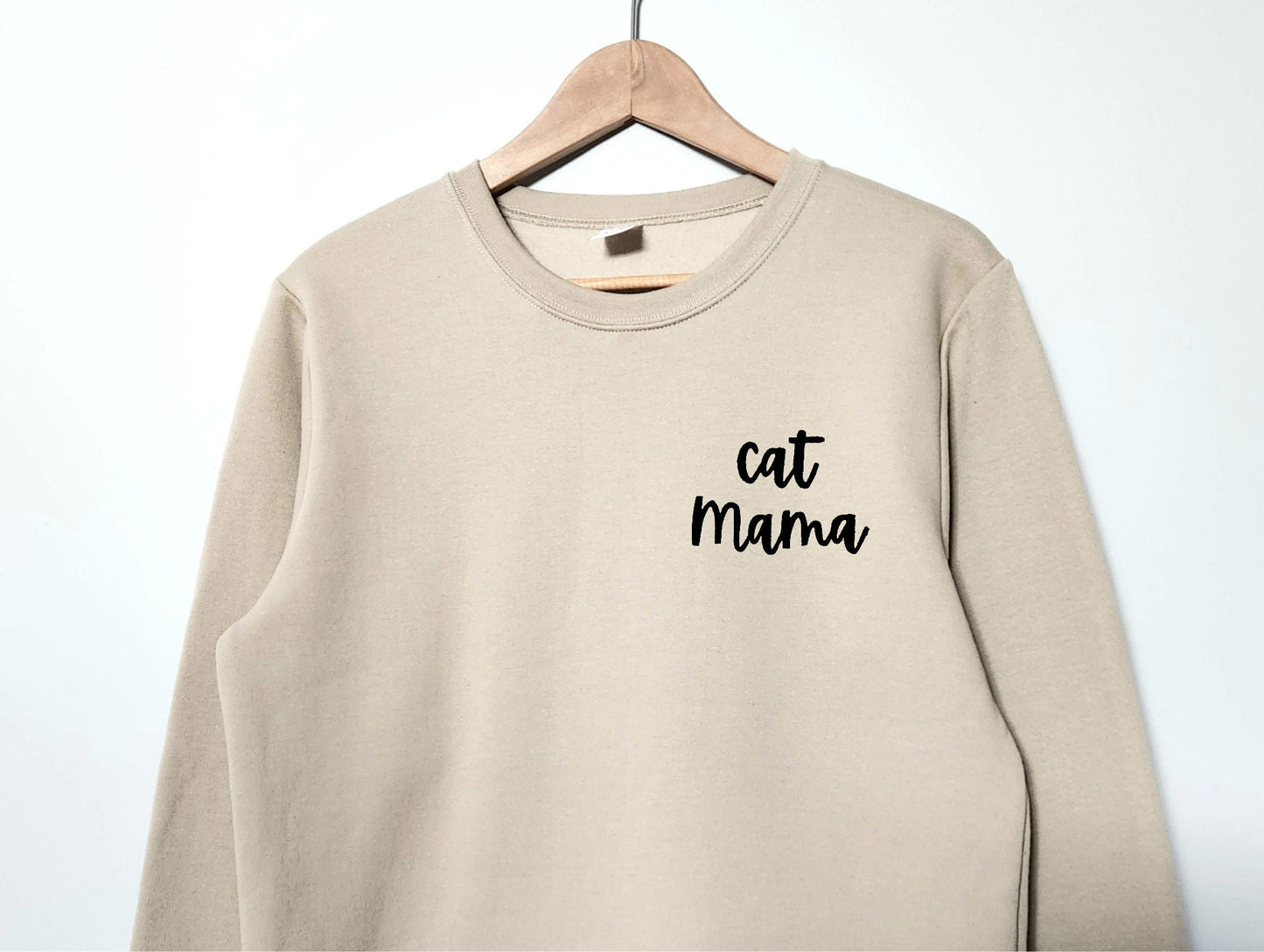 Cat mama sweatshirt, unisex hand printed sweater, cute cat crewneck, cat lover gift, cat mom, crazy cat lady, calligraphy, ethical fashion