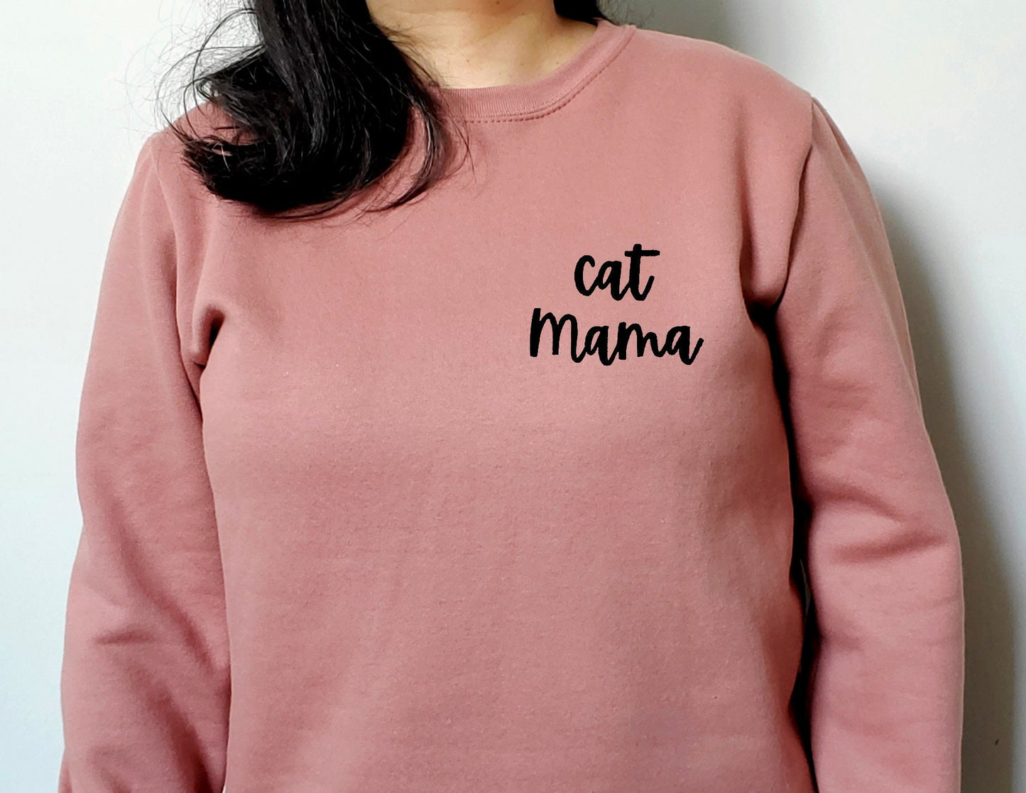 Cat mama sweatshirt, unisex hand printed sweater, cute cat crewneck, cat lover gift, cat mom, crazy cat lady, calligraphy, ethical fashion