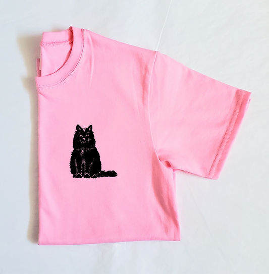 Cat t-shirt, hand printed unisex tshirt, cat lover gift, black cat, ethical fashion