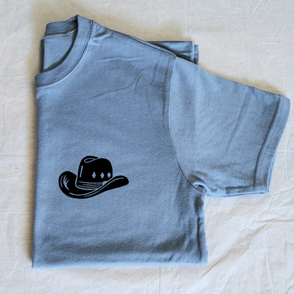 Cowboy hat t-shirt, UNISEX western theme hand printed tshirt, block print cowgirl tee, country linocut illustration, ethical spring fashion