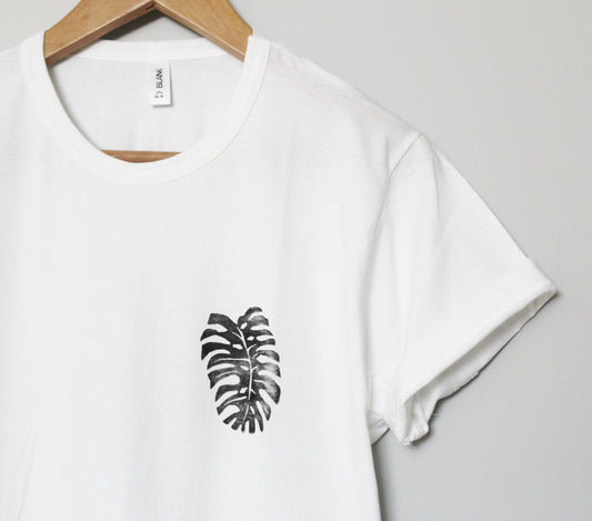 Monstera deliciosa t-shirt, UNISEX hand printed shirt, botanical fashion, minimalist plant block print tee, hand stamped linocut