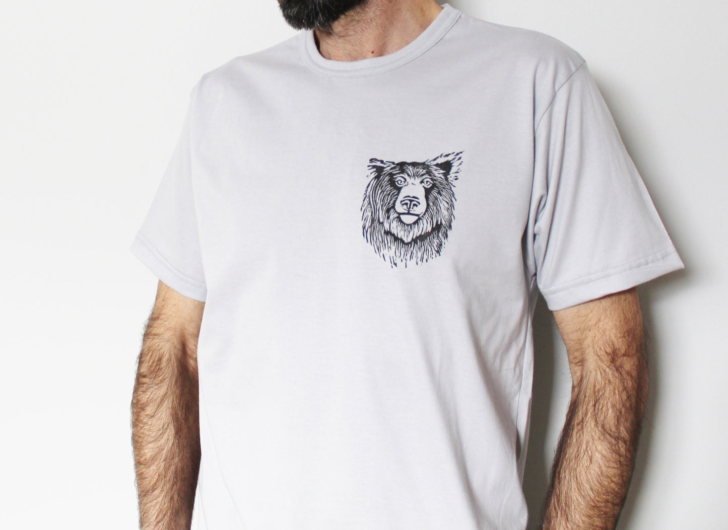 Bear t-shirt, UNISEX grizzly bear shirt, black bear hand printed tee, bear clothing, hand stamped design, block print lino shirt