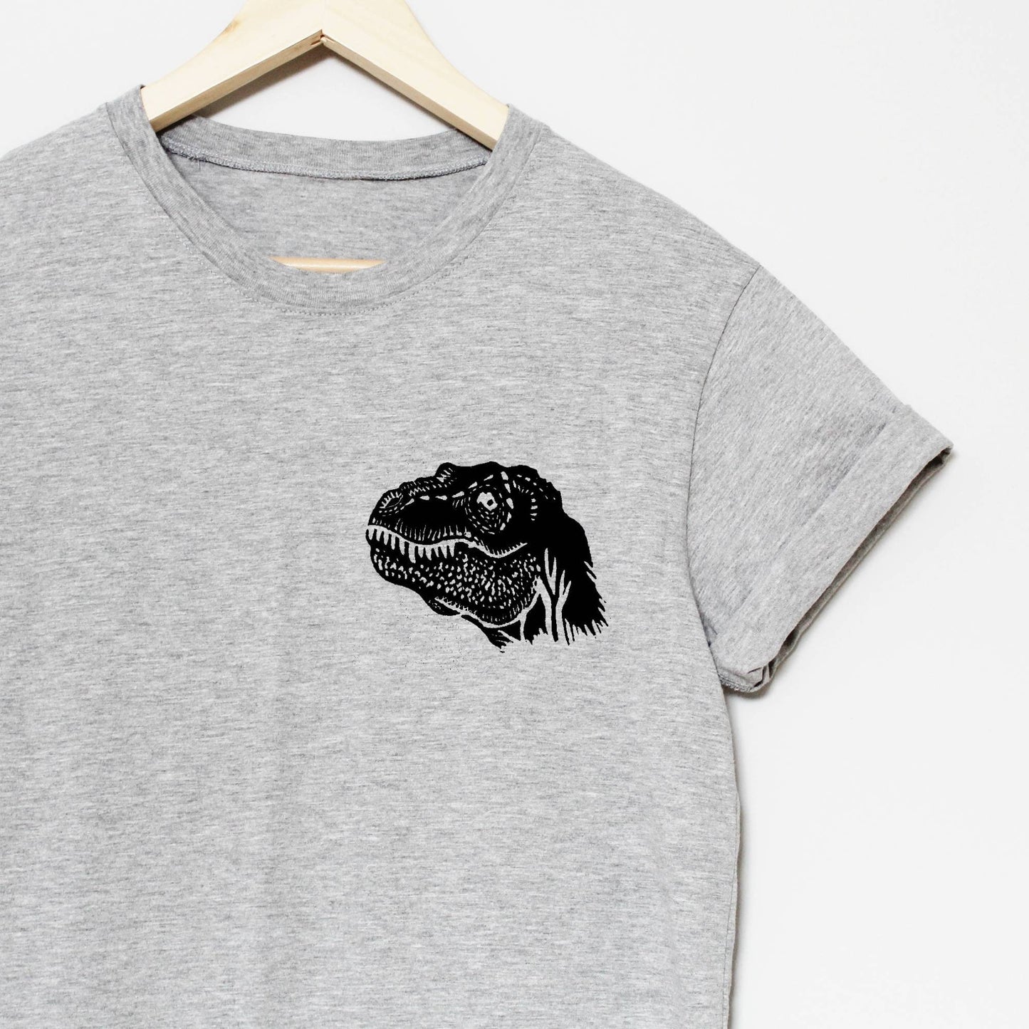 Dinosaur t-shirt, t-rex UNISEX tshirt, tyrannosaurus rex hand printed tee, dino clothing, block print design, ethical fashion, gift for him