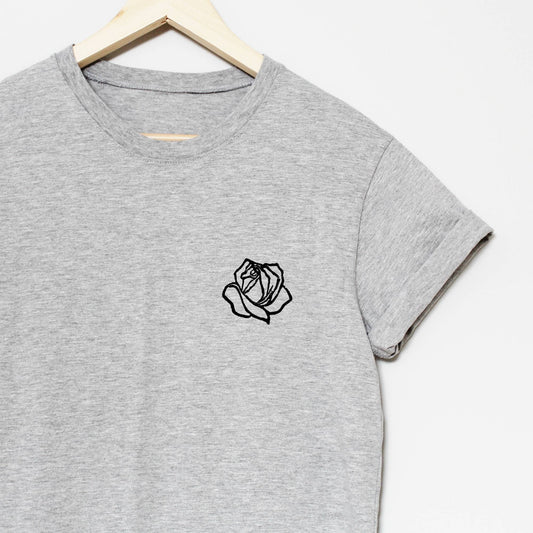 Rose t-shirt, UNISEX hand printed flower shirt, minimalist floral block print, hand stamped botanical lino tee, ethical fashion