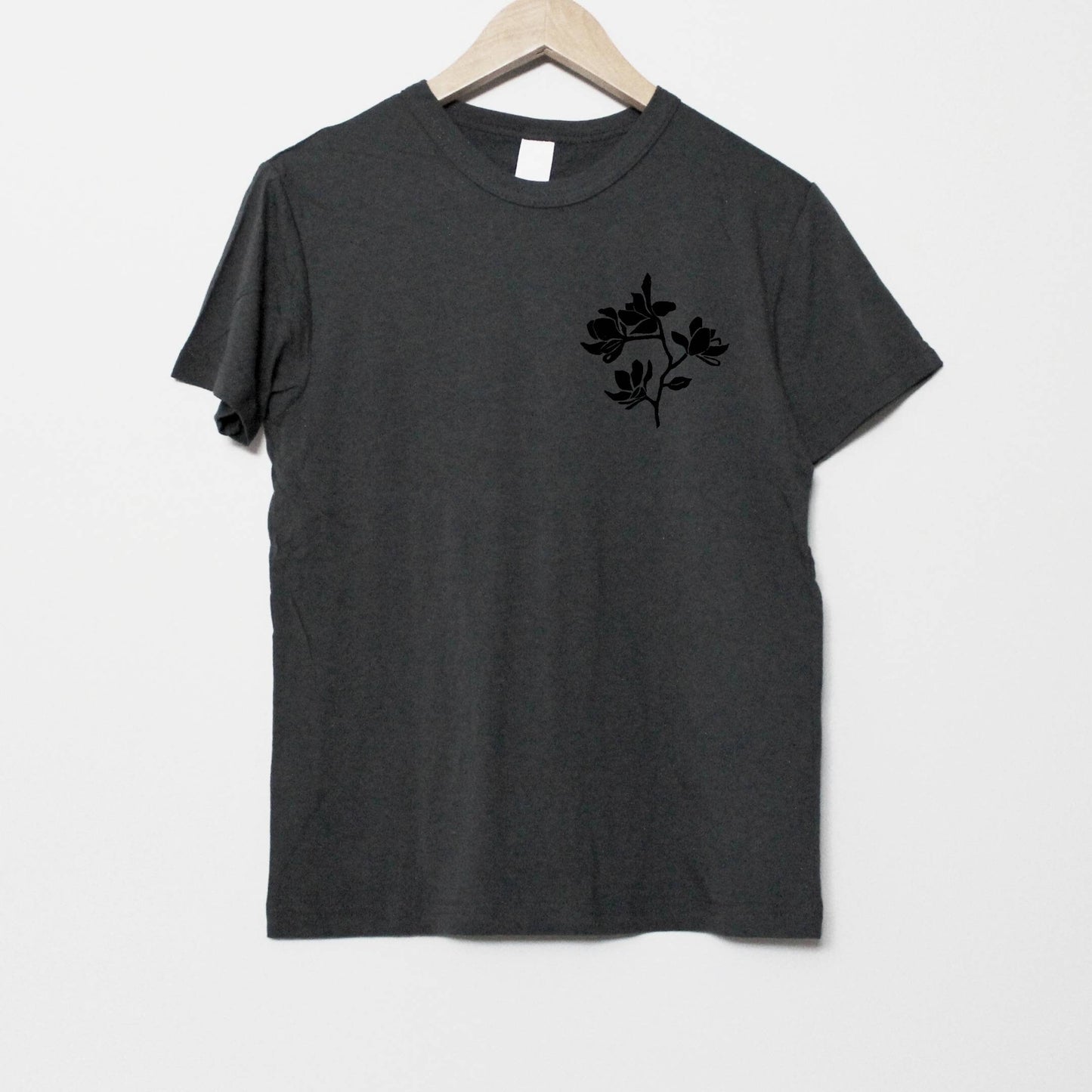 Magnolia t-shirt, UNISEX hand printed flower shirt, minimalist graphic floral block print, hand stamped botanical lino tee, ethical fashion