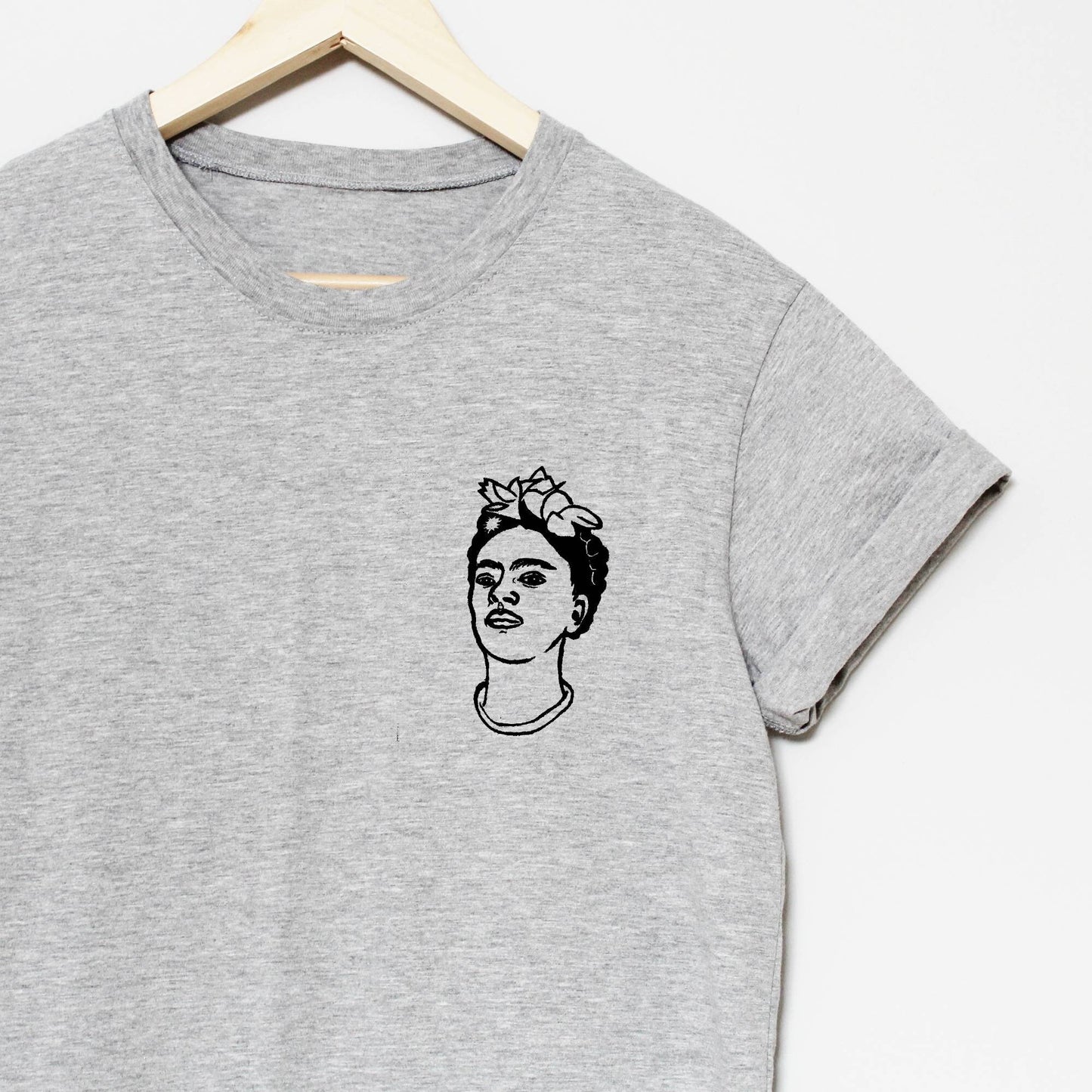 Frida t-shirt, UNISEX hand printed Frida Kahlo shirt, minimalist block print, hand stamped lino print tee, ethical fashion, feminist shirt