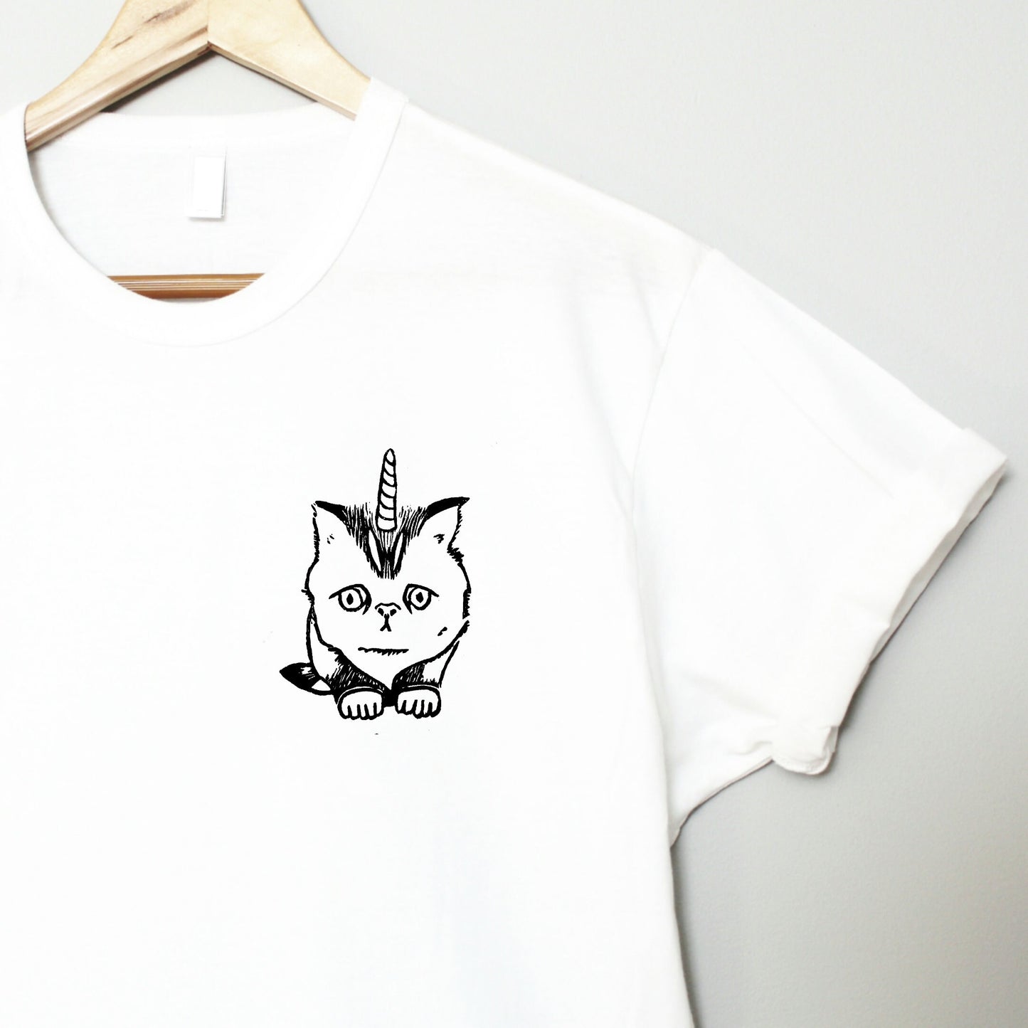 Cat unicorn t-shirt, caticorn hand printed tshirt, UNISEX unicat tee, cute cat shirt, hand block print design, ethical clothing