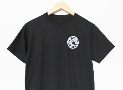 T-shirt pleine lune, tee-shirt imprimé à la main UNISEX, lune minimaliste blanche ou dorée, impression en bloc lino, design céleste estampillé à la main, mode éthique