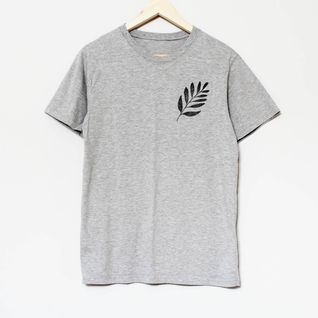 Leaf t-shirt, UNISEX hand printed plant shirt, minimalist botanical block print, hand stamped foliage lino tee, ethical fashion