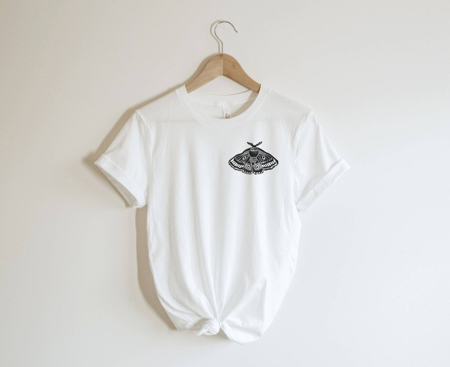 Moth t-shirt, UNISEX hand printed tshirt, unique block print tee, hand stamped emperor moth illustration,  clothing, ethical fashion