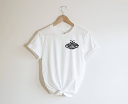 T-shirt Moth, t-shirt imprimé à la main UNISEX, tee-shirt imprimé en bloc unique, illustration de papillon empereur estampillée à la main, vêtements, mode éthique