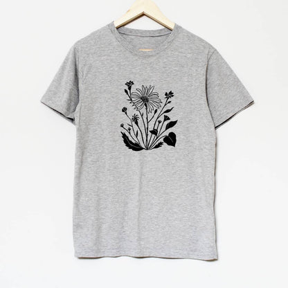 Flower t-shirt, UNISEX hand printed wildflowers tee, floral bouquet block print, hand stamped illustration, spring clothing, ethical fashion
