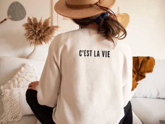 C'est la vie sweatshirt, bamboo UNISEX crewneck, french graphic print, natural organic coton sweater, hand stamped, ethical fashion