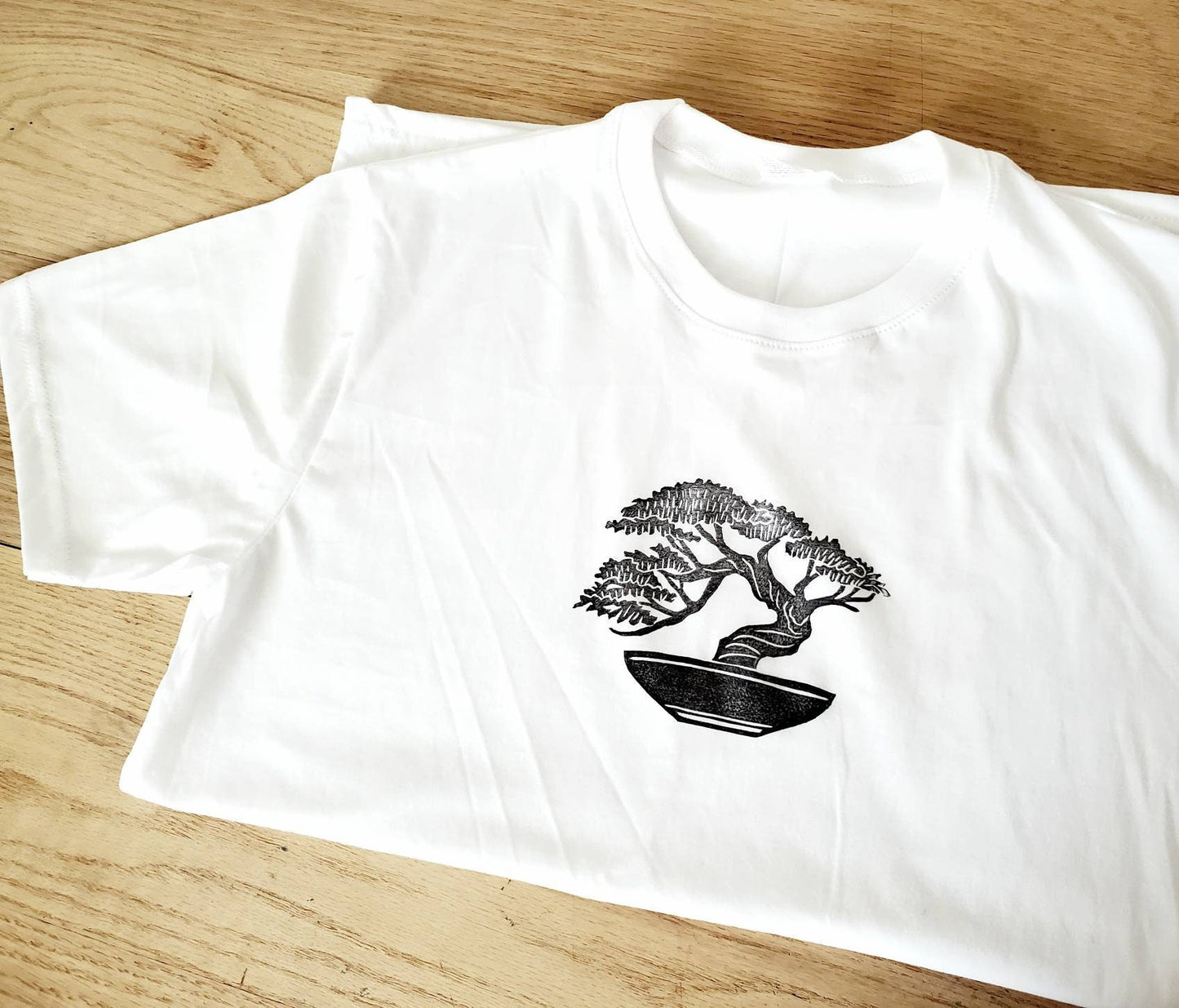 Bonsai t-shirt, hand printed UNISEX tshirt, Japanese tree print tee, minimalist fashion, unique gift, block print design, ethical fashion