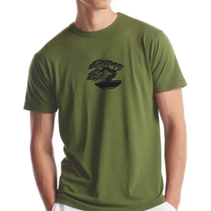 T-shirt Bonsai, t-shirt imprimé à la main en bambou UNISEX, imprimé graphique en bloc d'arbre japonais, imprimé lino estampillé à la main, haut biologique, mode éthique