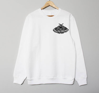 Sweat-shirt Moth, col d’équipage imprimé à la main unisexe, illustration de papillon empereur imprimé en bloc, pull en polaire douce, vêtements, mode éthique