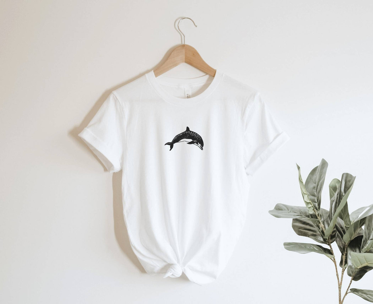 Dolphin t-shirt, UNISEX sea lover tshirt, hand printed dolphin illustration, beach summer tee, hand stamp lino block print, ethical fashion