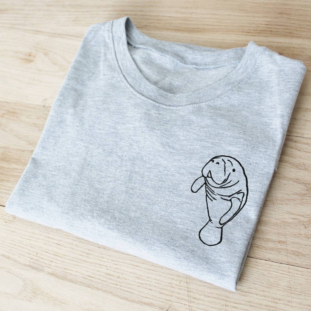 Manatee t-shirt, UNISEX sea lover tshirt, hand printed sea cow illustration, beach summer tee, hand stamp lino block print, ethical fashion