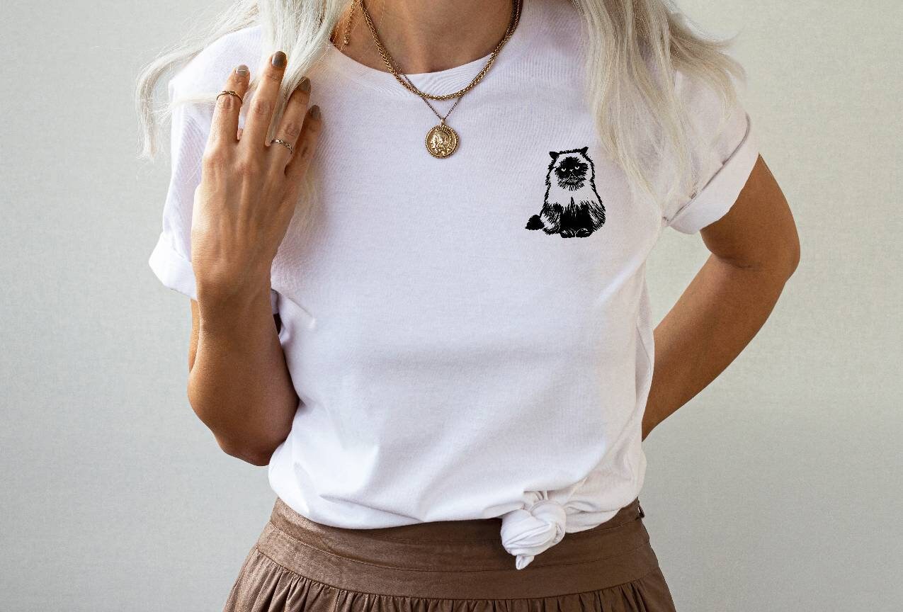 Cat t-shirt, hand printed unisex tshirt, cat lover gift, himalayan cat, ethical fashion