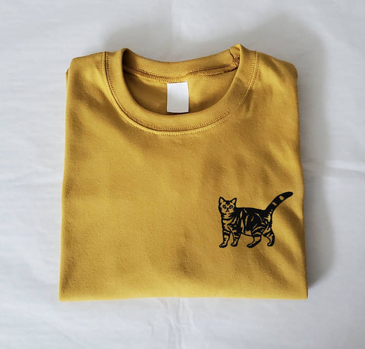 Cat t-shirt, hand printed unisex tshirt, cat lover gift, tabby cat, ethical fashion