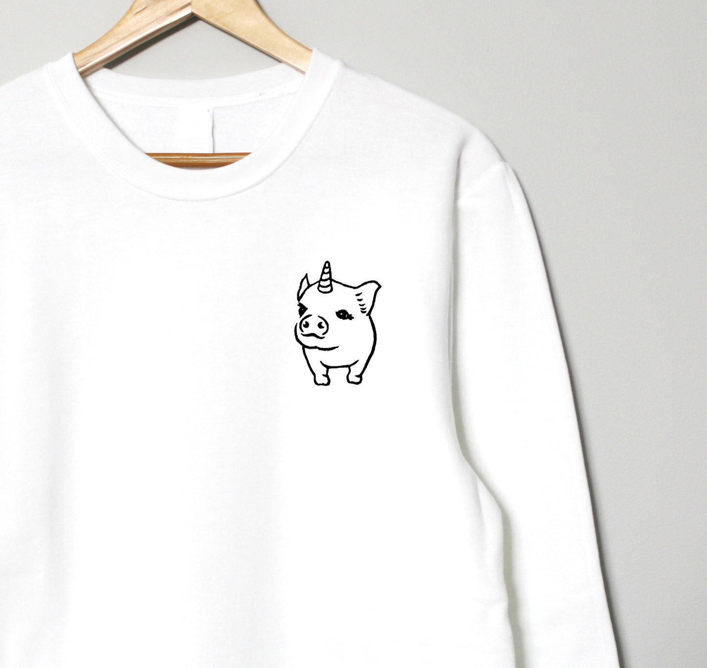 Unipig sweatshirt, hand printed unisex crewneck, cute pig design, block print sweater, soft jumper, ethical fall fashion