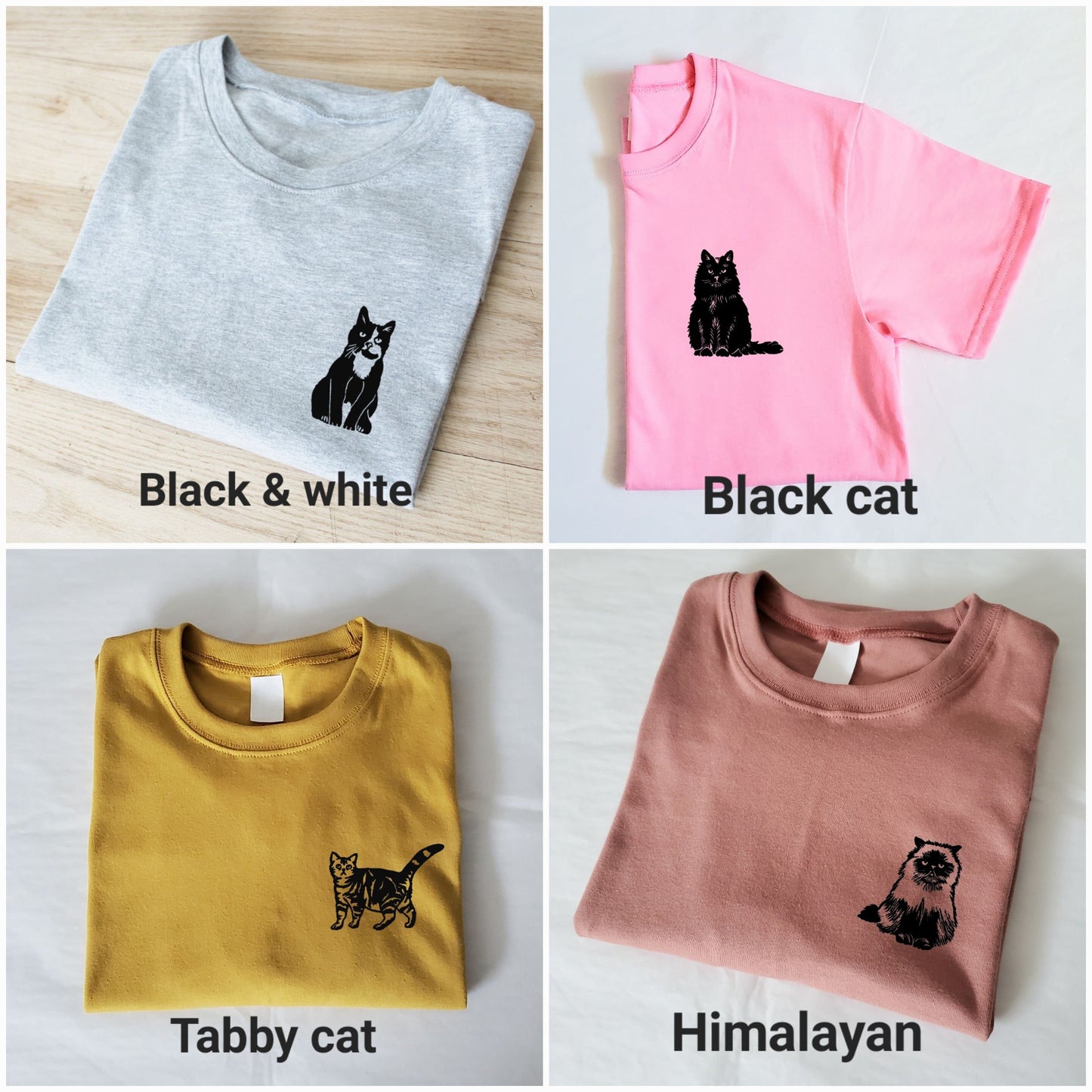 Cat t-shirt, hand printed unisex tshirt, cat lover gift, black and white cat, ethical fashion