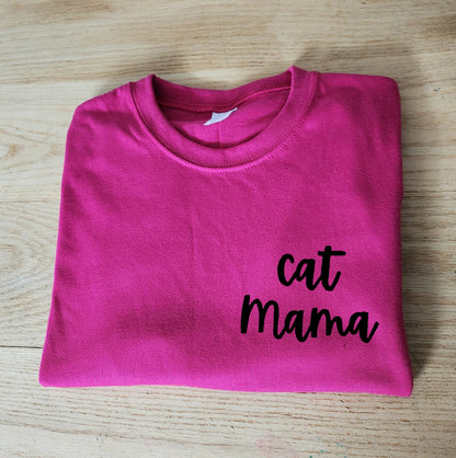 T-shirt maman chat, t-shirt unisexe imprimé à la main, cadeau amoureux des chats, maman chat, dame chat folle, tee-shirt calligraphie, mode d’automne éthique