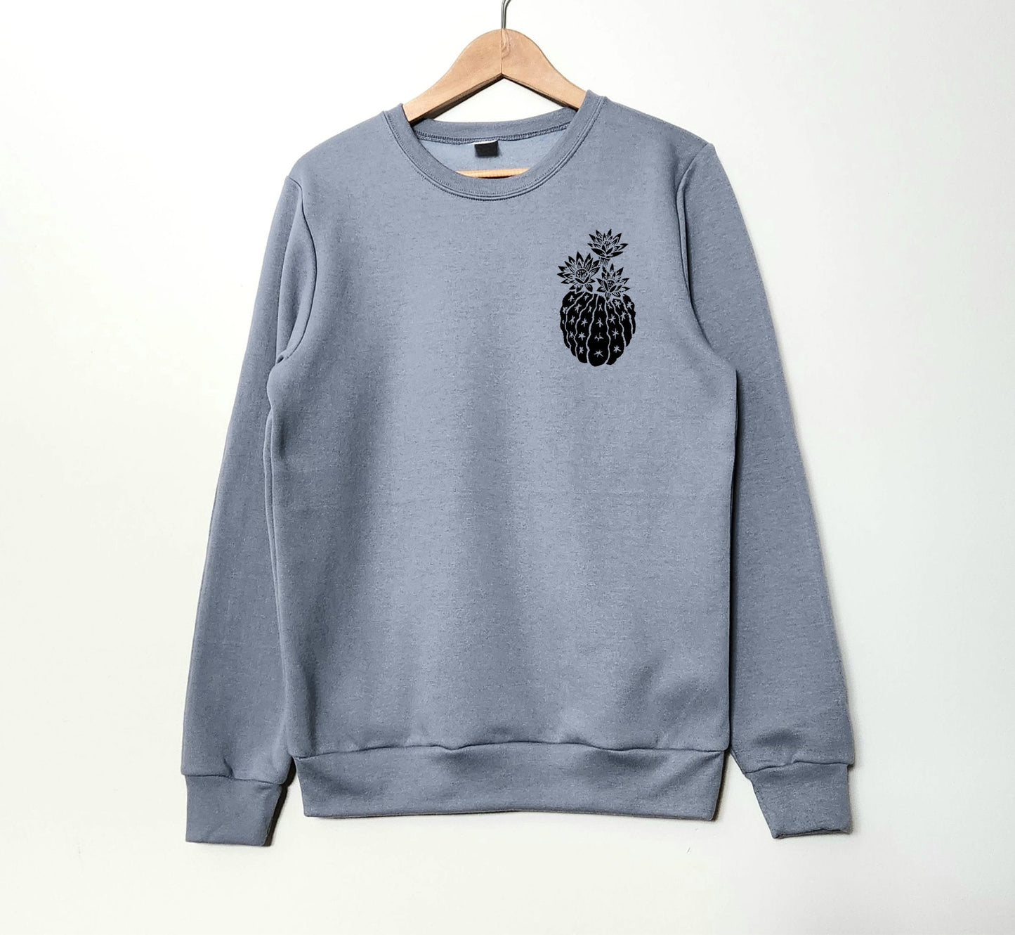 Cactus sweatshirt, UNISEX hand printed crewneck, botanical vintage succulent, linocut plant sweater, hand stamped jumper, ethical fashion