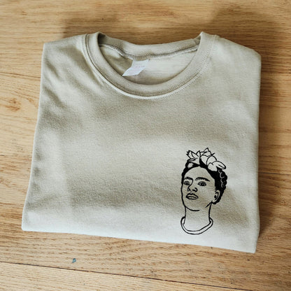 Frida t-shirt, UNISEX hand printed Frida Kahlo shirt, minimalist block print, hand stamped lino print tee, ethical fashion, feminist shirt