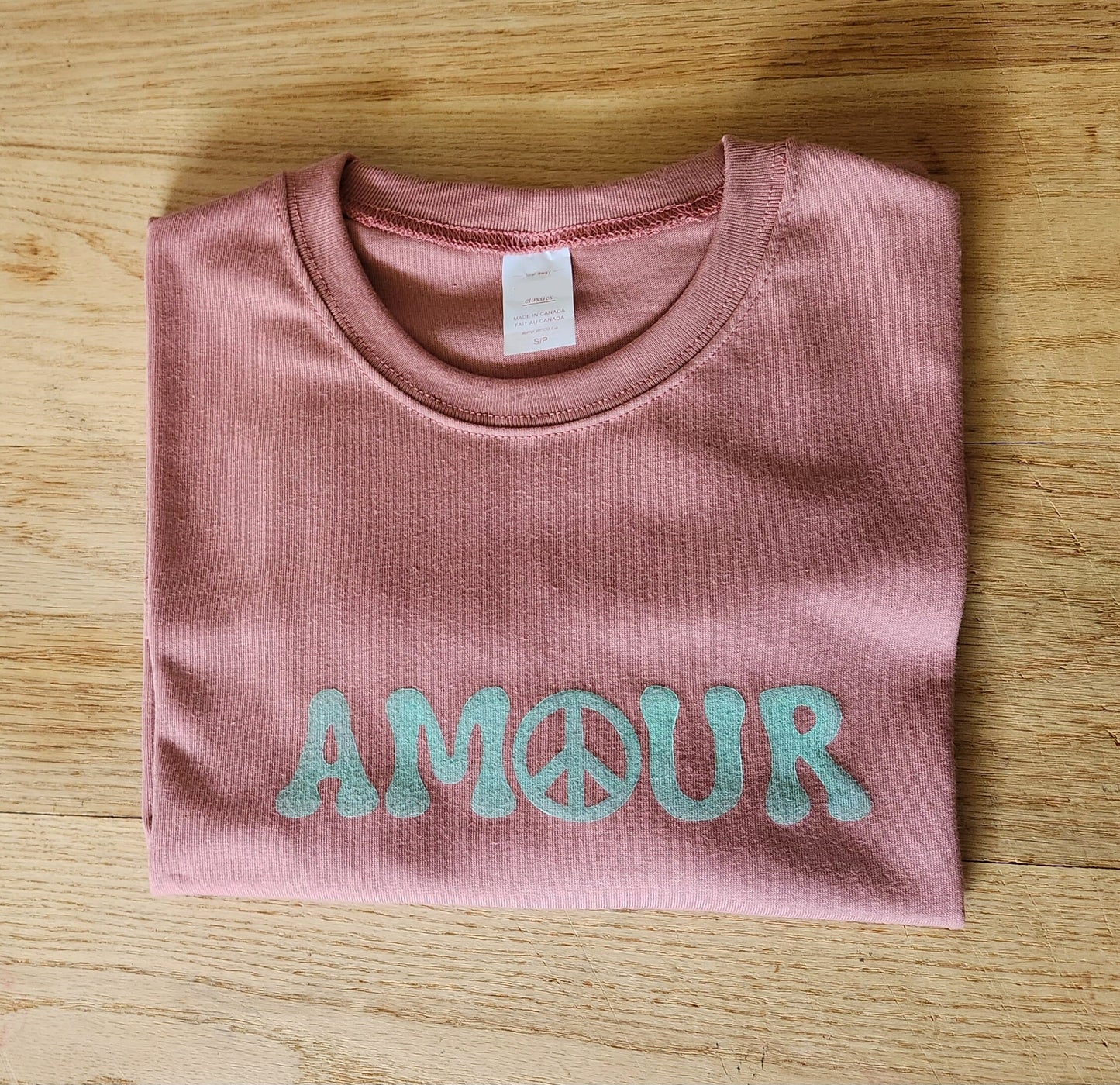 Amour t-shirt, hand printed love UNISEX tshirt, peace and love graphic print tee, minimalist block print design, ethical summer fashion