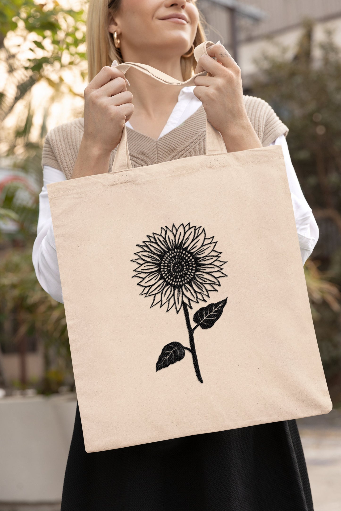 Custom linoprint tote bag, hand printed canvas tote, natural cotton tote bag, block print summer totebag, cute shopping bag, floral tote bag