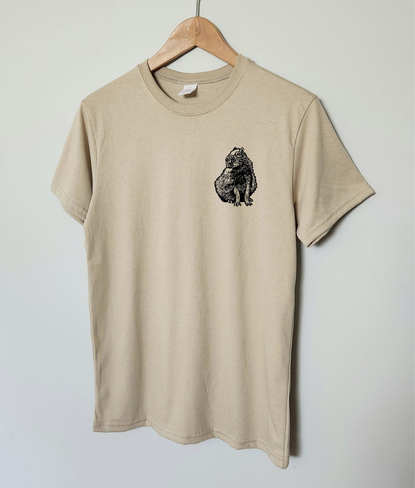 Capybara t-shirt, UNISEX hand printed tshirt, block print tee, hand stamped cute animal illustration, summer clothing, ethical fashion