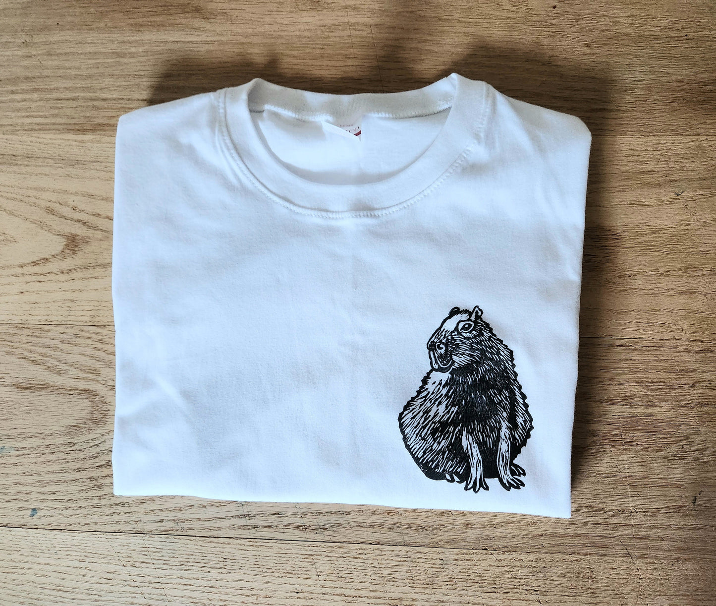 Capybara t-shirt, UNISEX hand printed tshirt, block print tee, hand stamped cute animal illustration, summer clothing, ethical fashion