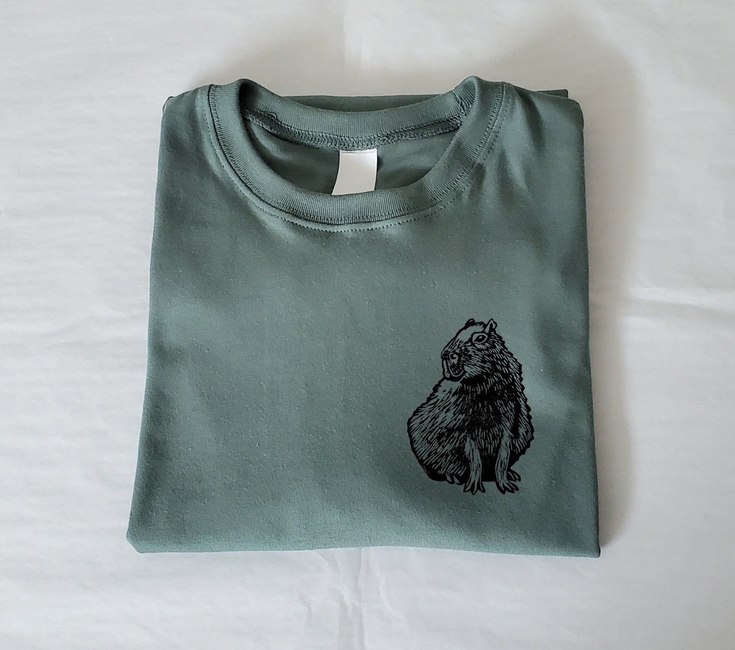 Capybara t-shirt, UNISEX hand printed tshirt, block print tee, hand stamped cute animal illustration, summer clothing, ethical fashion