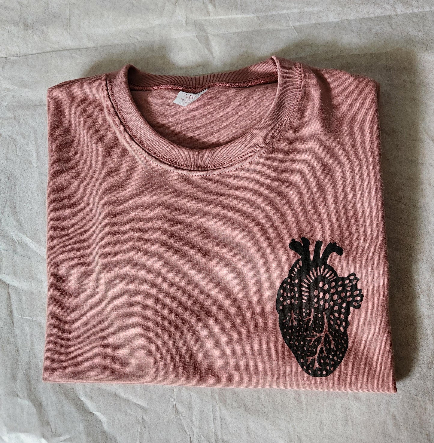 Anatomical heart t-shirt, UNISEX hand printed tshirt, block print heart tee, hand stamped illustration, ethical fall fashion