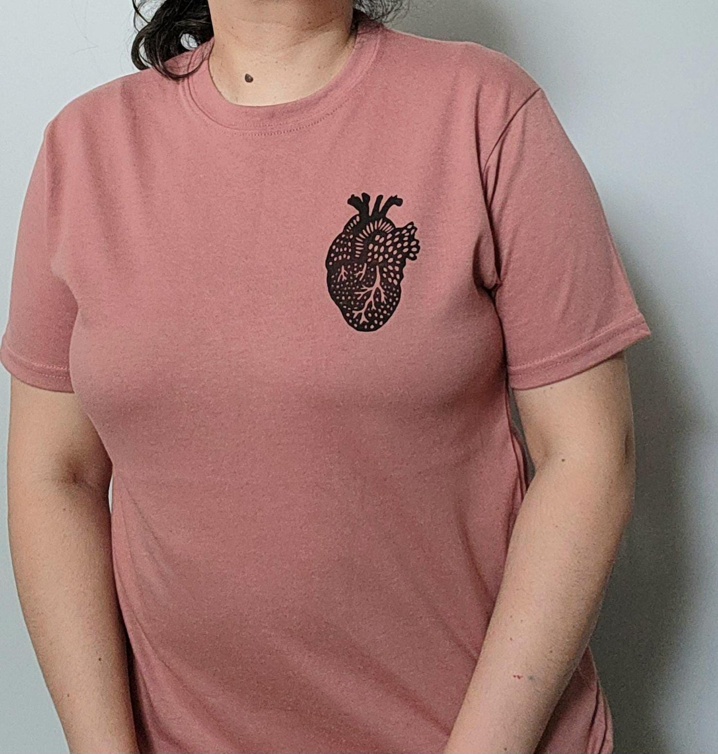 Anatomical heart t-shirt, UNISEX hand printed tshirt, block print heart tee, hand stamped illustration, ethical fall fashion