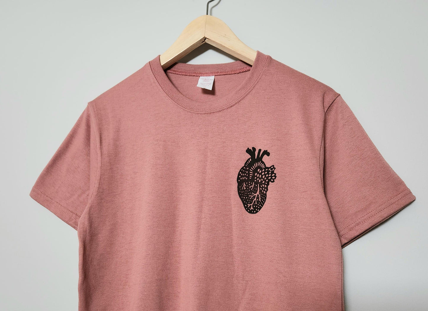 Anatomical heart t-shirt, UNISEX hand printed tshirt, block print heart tee, hand stamped illustration, ethical fall fashion