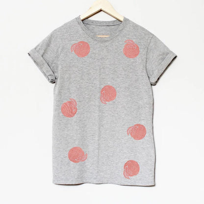 Vintage peach t-shirt, all-over peaches hand printed unisex tee, unique block print fruit tshirt, spring summer shirt, ethical fashion