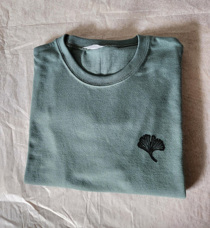 Ginkgo t-shirt, hand printed unisex leaf tshirt, botanical design, gingko block print, nature print tshirt, summer ethical fashion