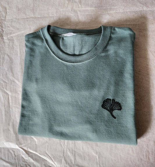 Ginkgo t-shirt, hand printed unisex leaf tshirt, botanical design, gingko block print, nature print tshirt, summer ethical fashion